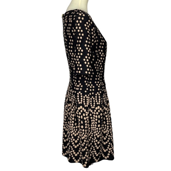Gabby Skye Dress Womens 8 Black Cream Polka Dots Elbow Sleeves Exposed Zipper - Picture 3 of 10
